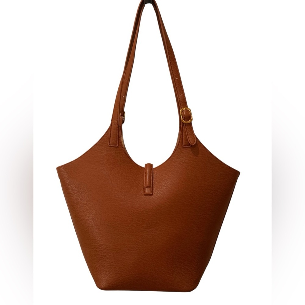 Miztique Cognac Isabelle 2 In 1 Scoop Neck Tote Vegan Leather Removable Pouch - Picture 3 of 16